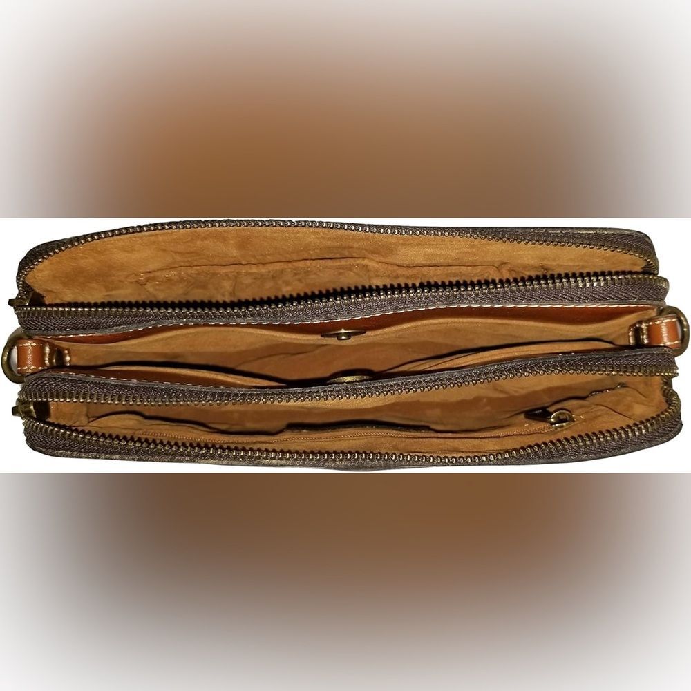 Patricia Nash Heritage Chambery Veg Tan Leather Crossbody Handbag Chain Strap - Picture 12 of 15